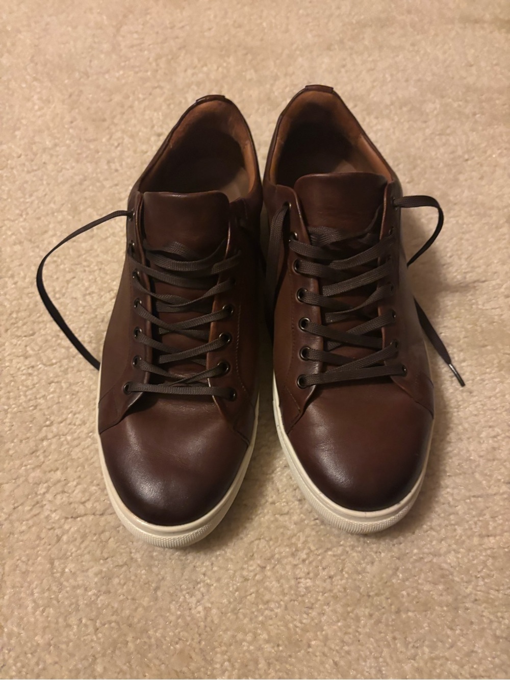 Thursdays Men's Brown Leather Low-Top Sneakers 11.5 Wide